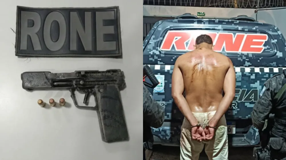 Homem é preso com arma de fabricação artesanal e munições em Teresina; tentou fugir pulando muro